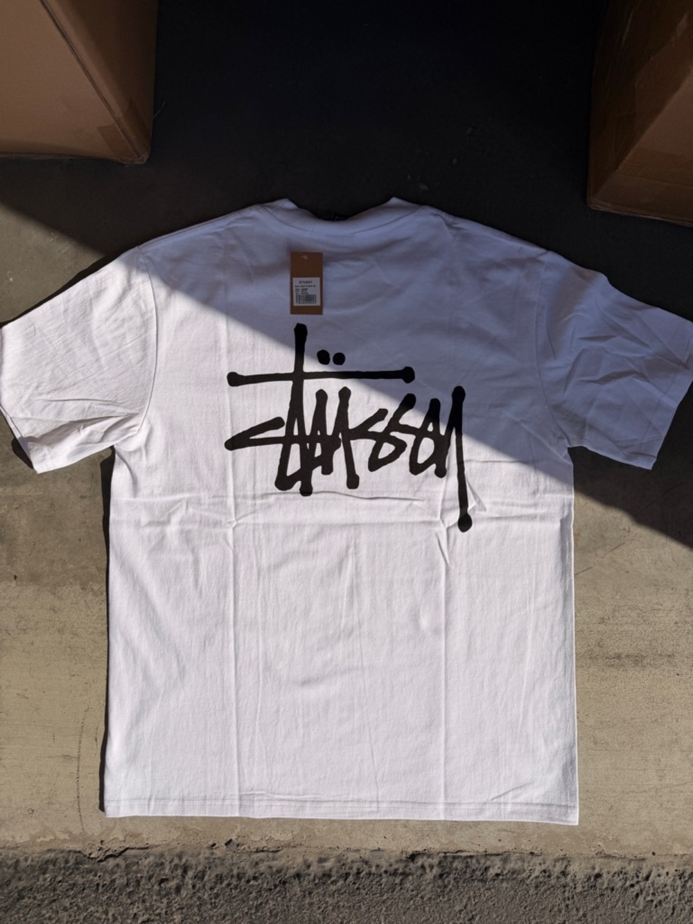 Stussy Mens White Logo Graphic Tee